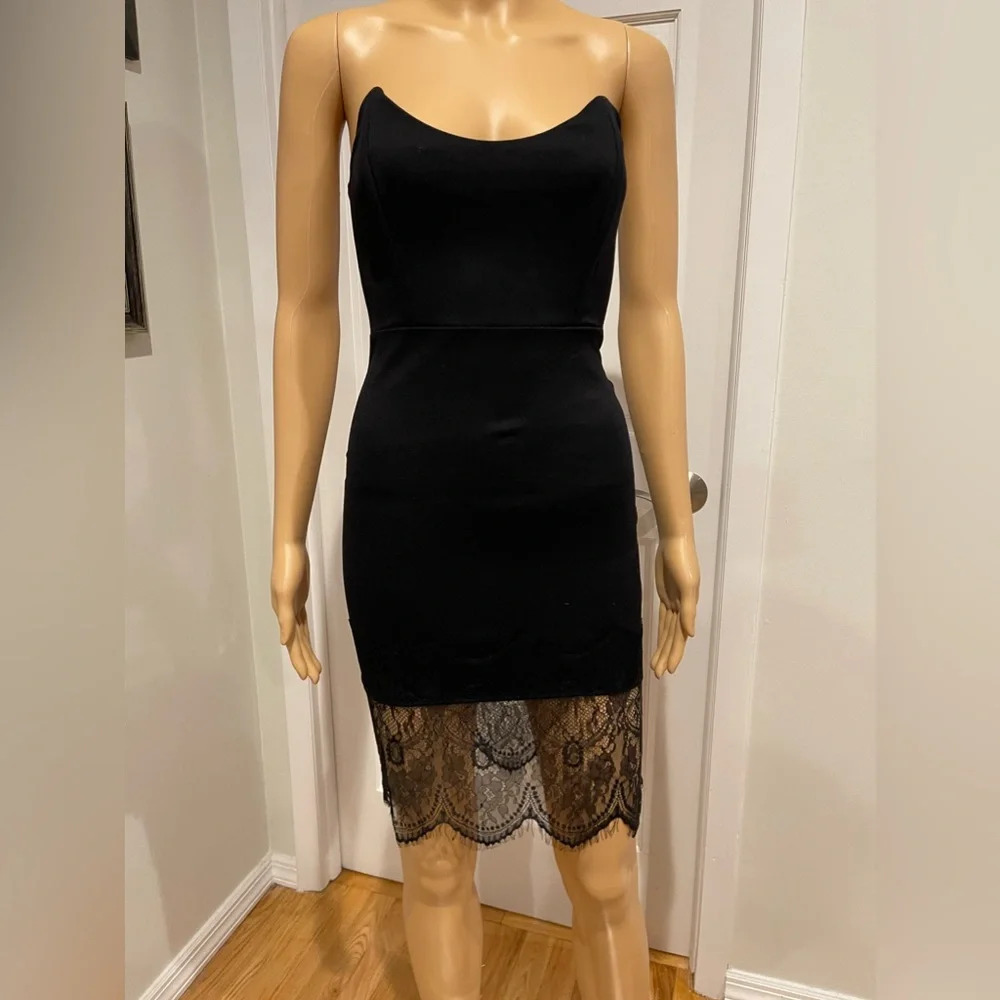 Women's Solemio Strapless Lace Panel Accent cocktail Dress Size - Picture 3 of 8